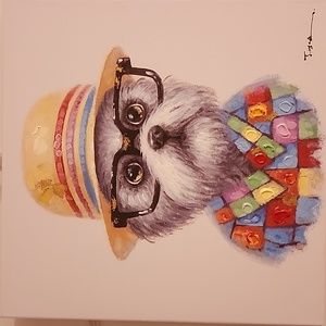 Square dog painting on canvas